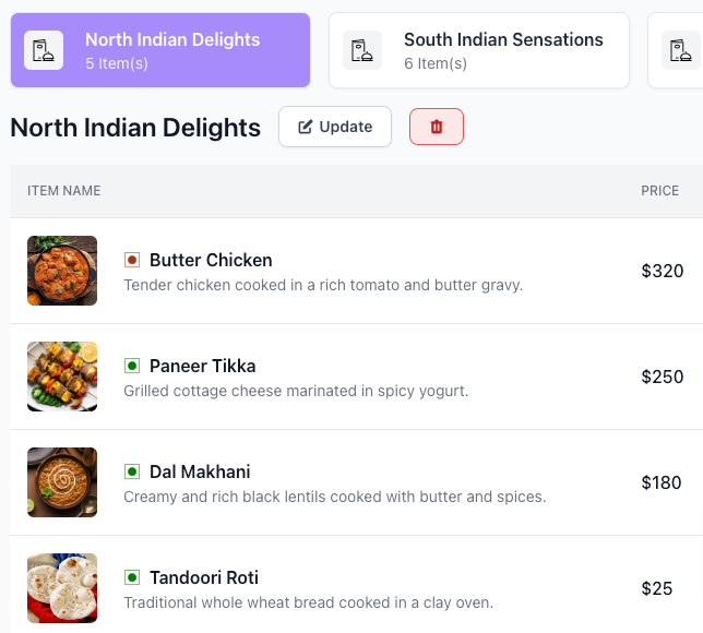 Build your menu once; it’s live on POS, QR and your storefront.